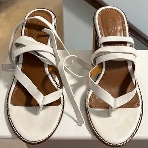 Tropical Leather Tie Sandals